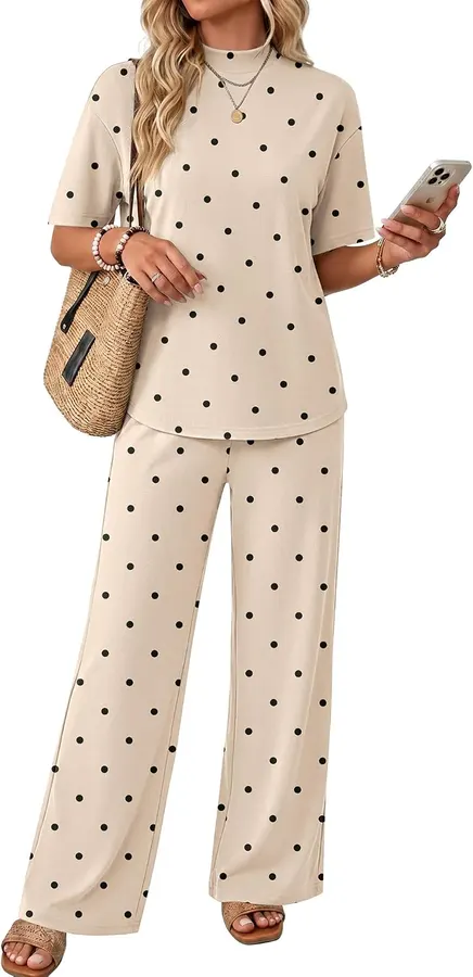 Ekouaer Conjunto de 2 piezas para mujer con cuello alto y pantalón - ¡CUPÓN! — imagen 1