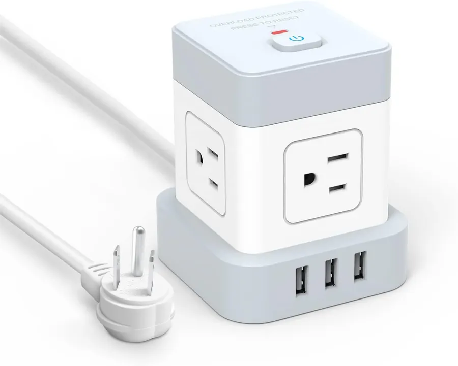 Baykul Cube Power Strip: 7 En 1, 3 USB, Protección contra Sobrecarga, Diseño Compacto — imagen 1