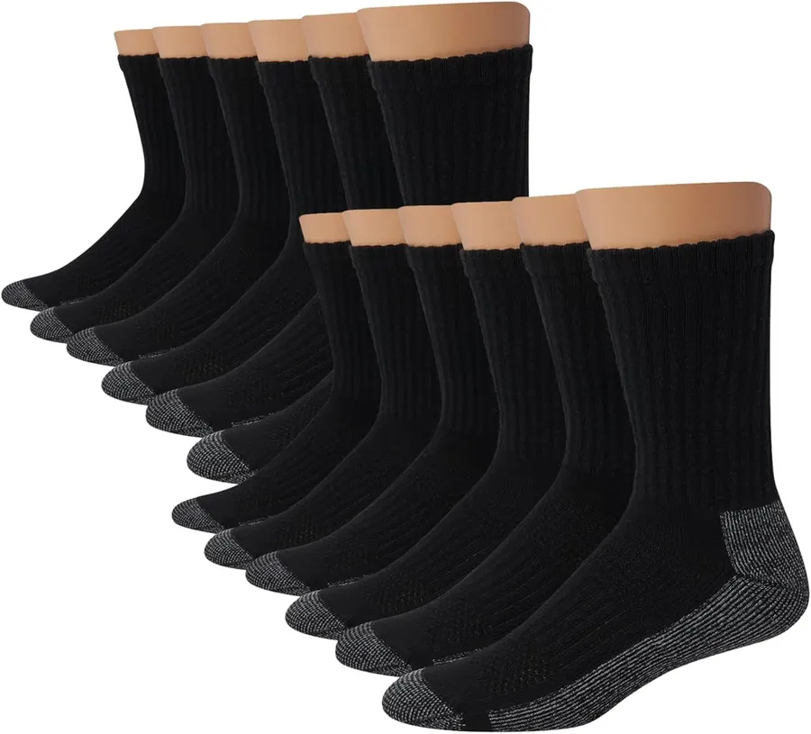 Medias de Trabajo Hanes para Hombre, Confortables y Resistentes, 12 Paquete — imagen 1