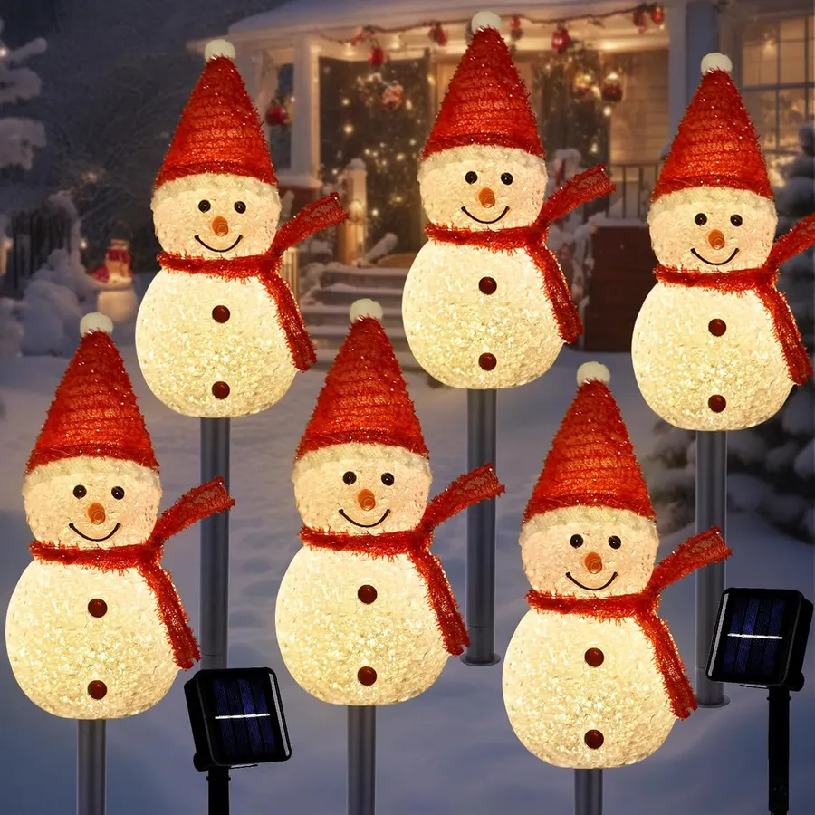 Luces solares de Navidad con diseño de muñeco de nieve para camino — imagen 1