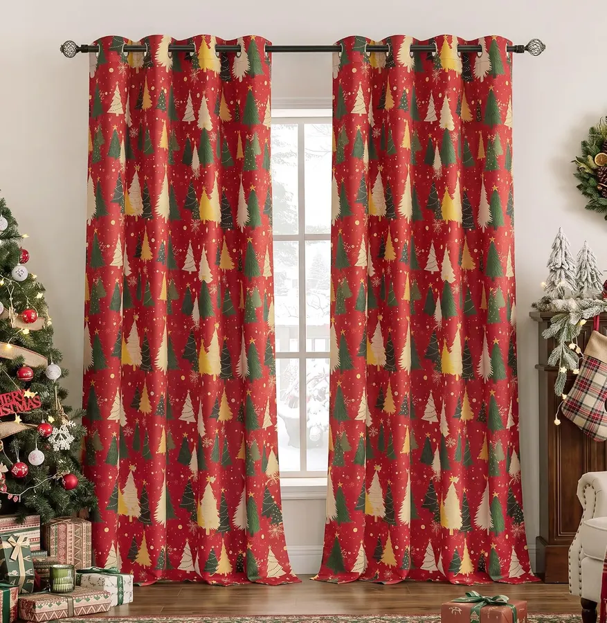 Cortinas de Navidad opacas para sala de estar, 52 pulgadas — imagen 1