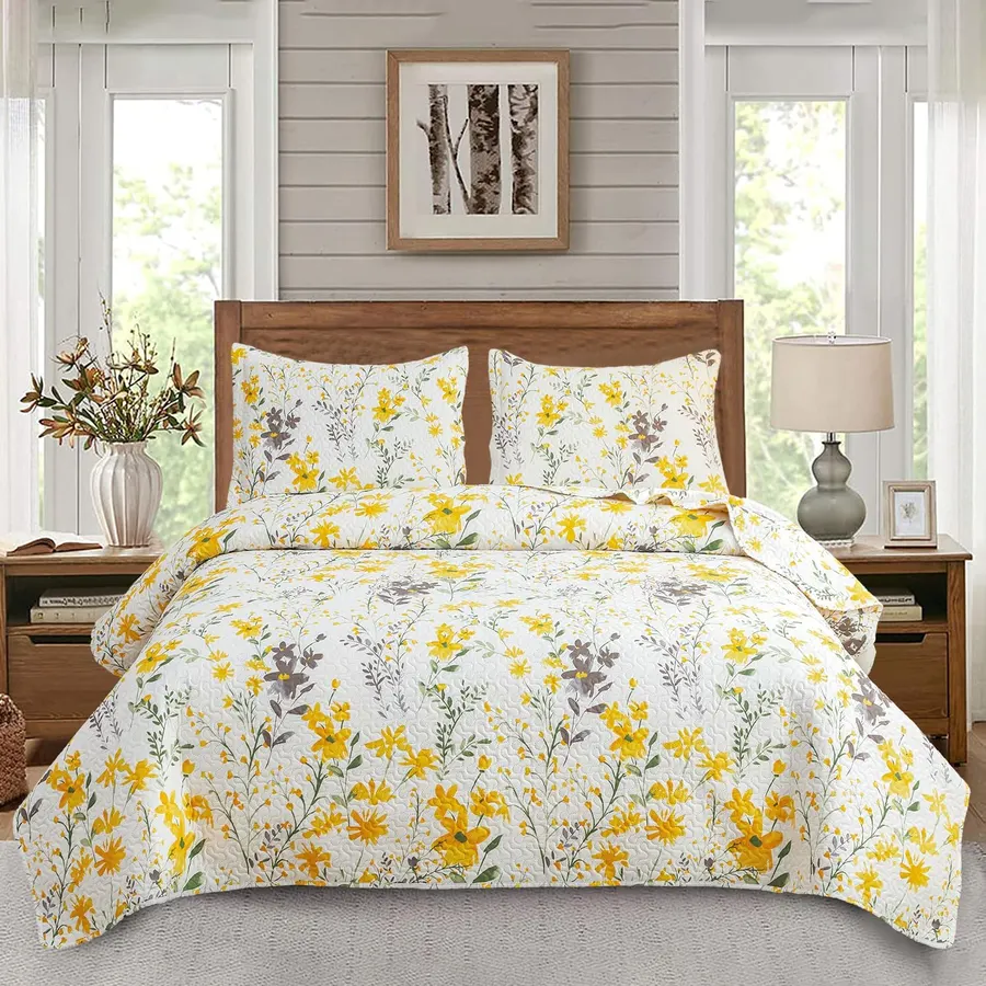 Juego de Colcha Floral Jarson 3 Piezas King, Ligero y Reversible para Verano — imagen 1