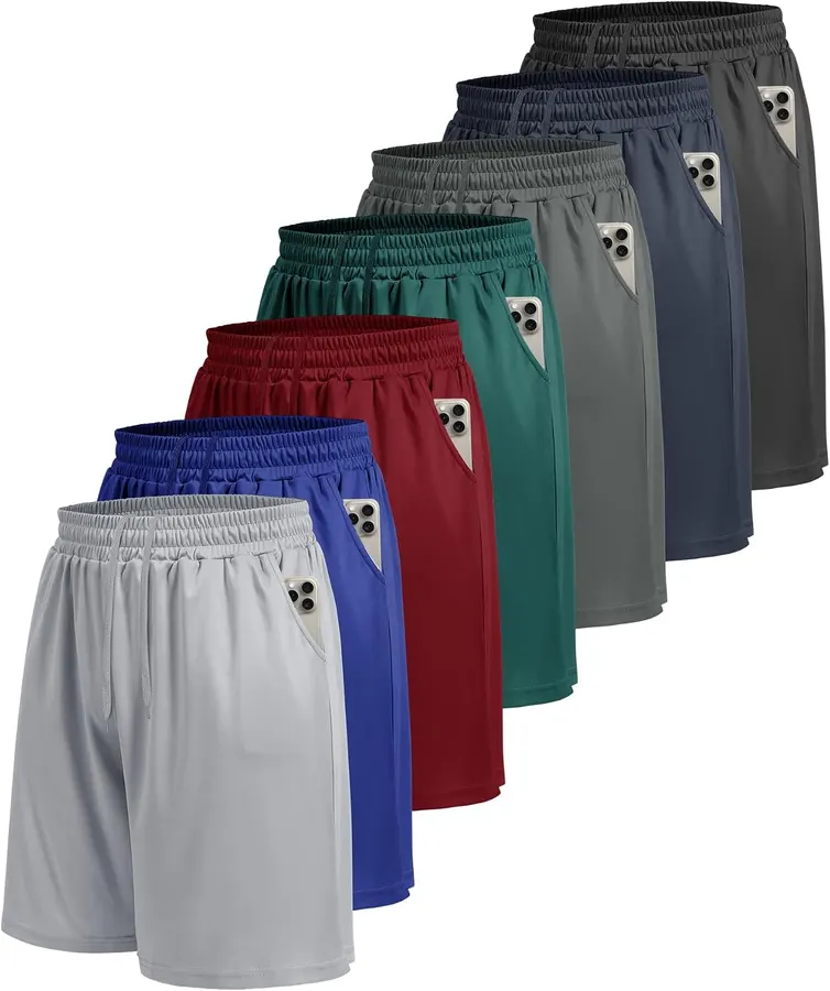 Set 7 Pantalonetas Deportivas Hombre Secado Rápido con Bolsillos — imagen 1