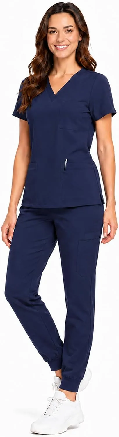 Uniforme Médico Mujer 2 Piezas Cuello V y Pantalón con 12 Bolsillos — imagen 3