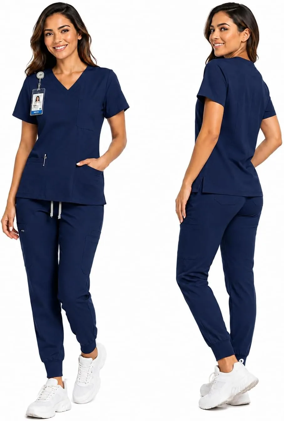 Uniforme Médico Mujer 2 Piezas Cuello V y Pantalón con 12 Bolsillos — imagen 2
