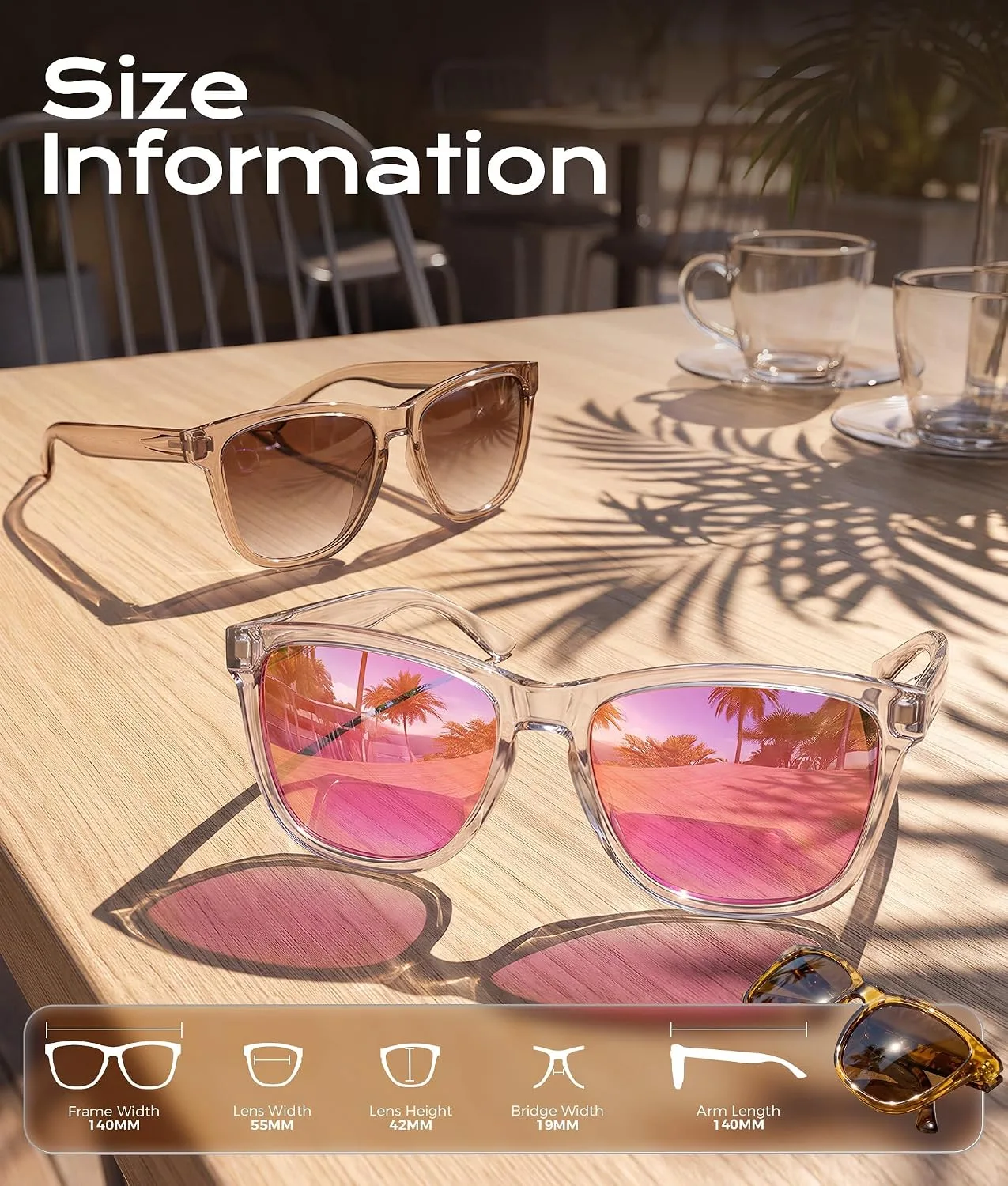 Set 3 Gafas de Sol Polarizadas UV400 Estilo Retro Cuadrado — imagen 5