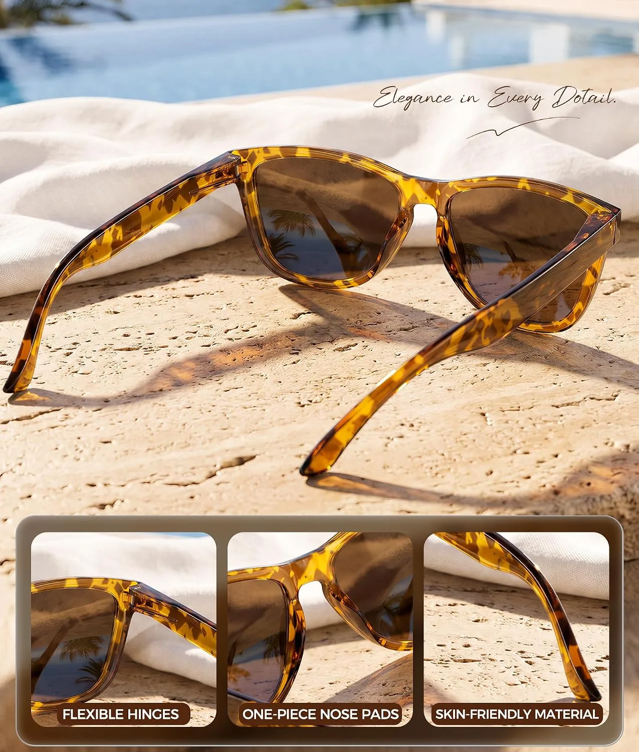 Set 3 Gafas de Sol Polarizadas UV400 Estilo Retro Cuadrado — imagen 4