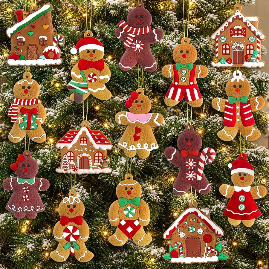 16 adornos de hombre de jengibre para decoración de árbol — imagen 1