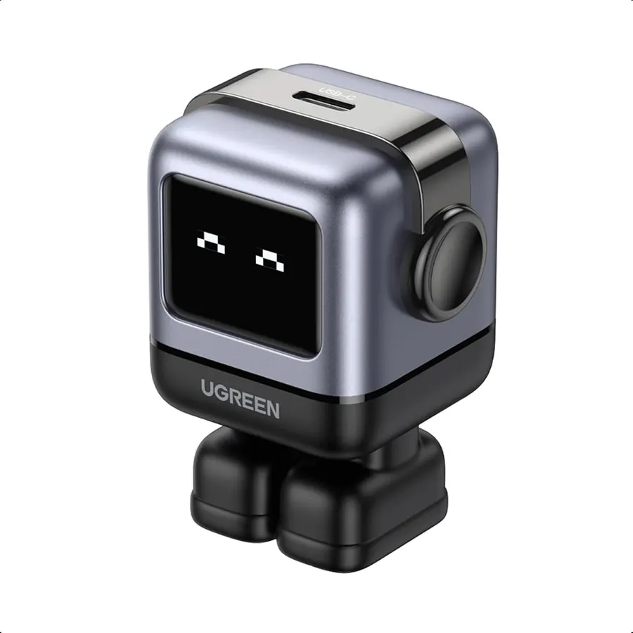 Cargador rápido UGREEN Uno 30W USB-C robot GaN, pantalla LED inteligente, diseño compacto, negro — imagen 1