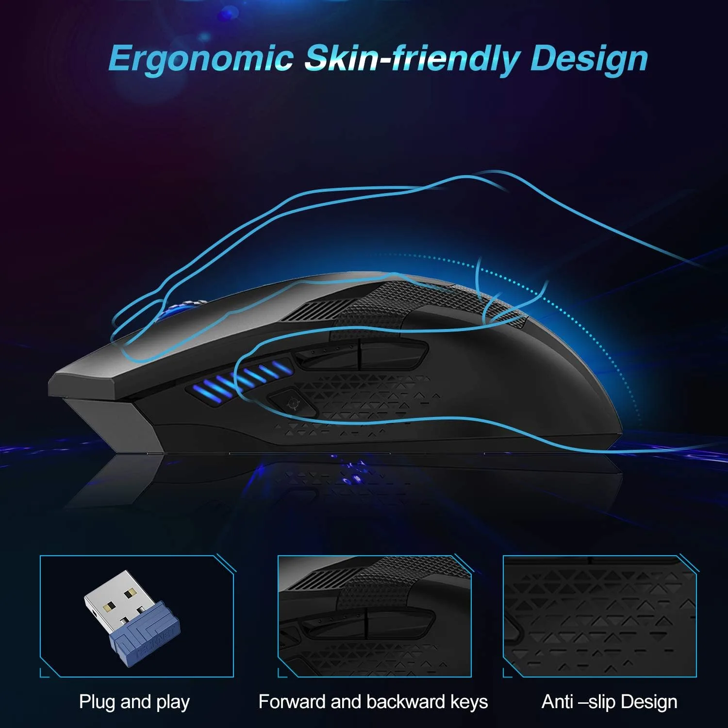 Mouse Gamer Inalámbrico 4800 DPI con 8 Botones Programables — imagen 4
