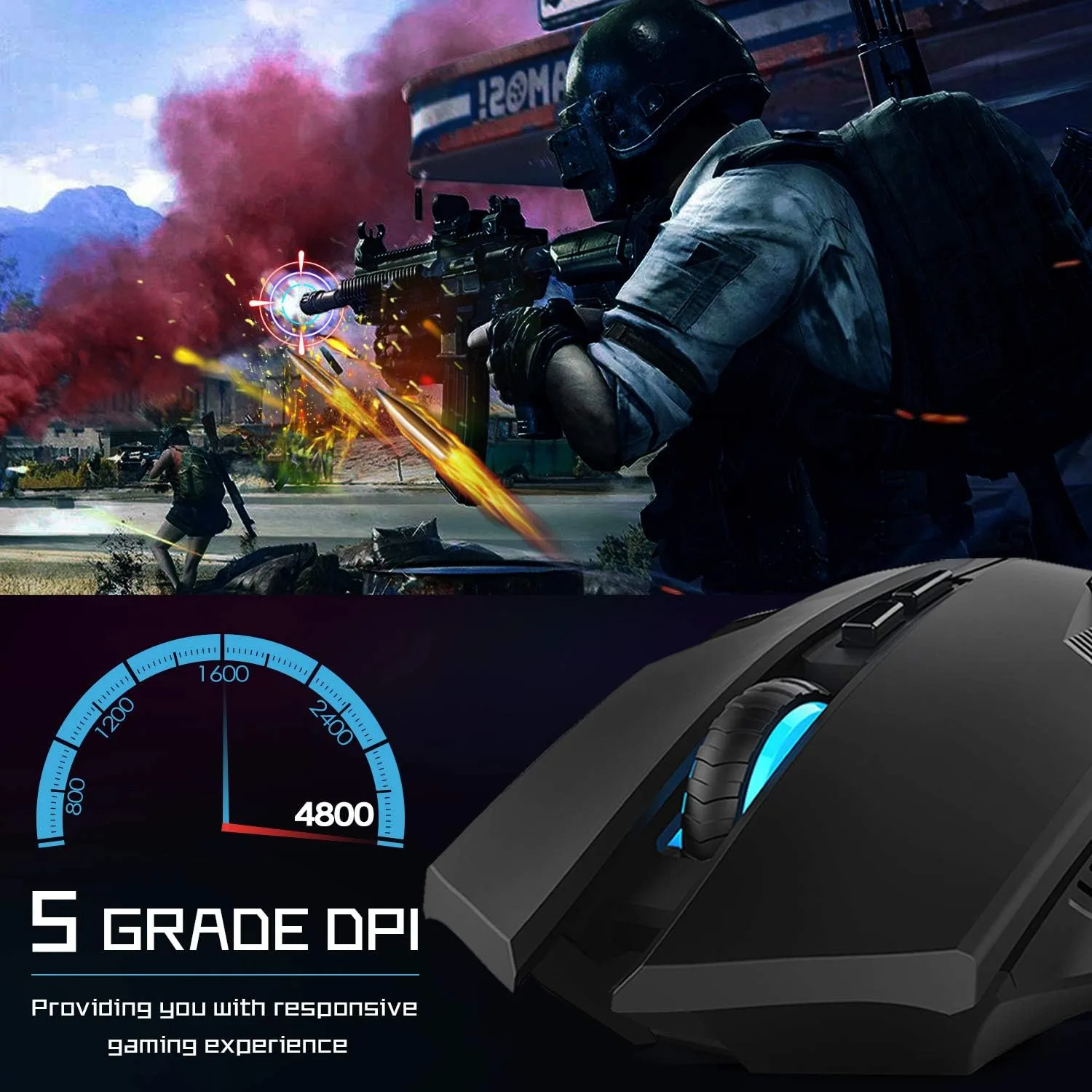 Mouse Gamer Inalámbrico 4800 DPI con 8 Botones Programables — imagen 5
