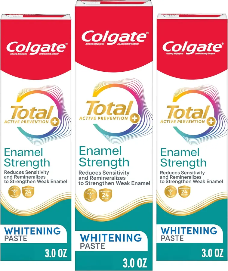 Pasta Dental Colgate Total Enamel Strength: Repara, Blanquea y Reduce Sensibilidad en 3 Paquetes de 3 oz — imagen 1