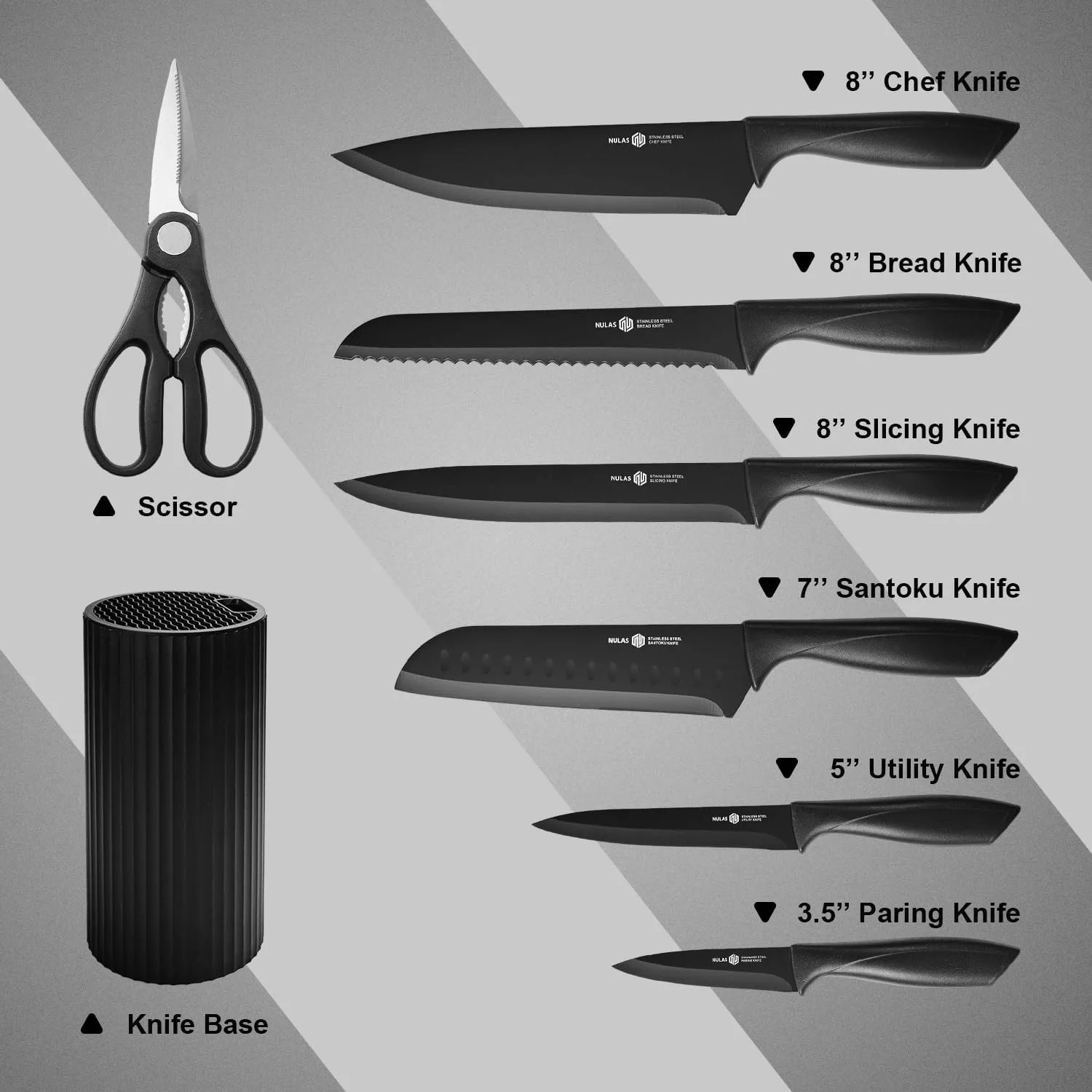 Juego de Cuchillos de Cocina 8 Piezas con Bloque Antióxido — imagen 2