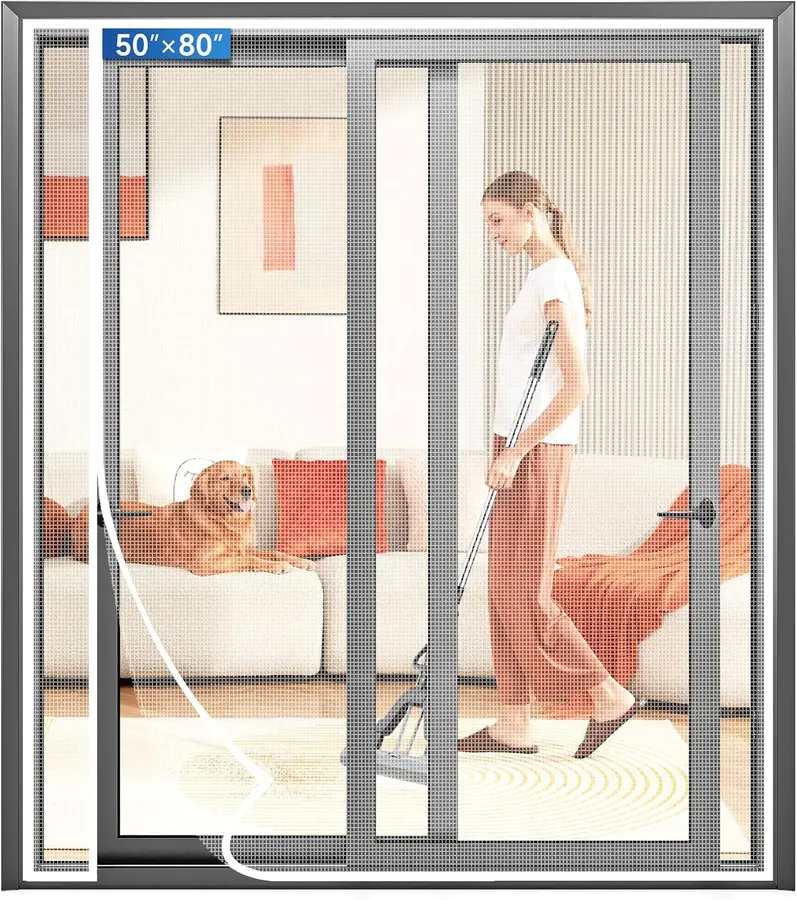 Cortina Magnética LONGEAS para Puertas Correderas, 50" x 80", Resistente a Mascotas, Fácil Instalación — imagen 1