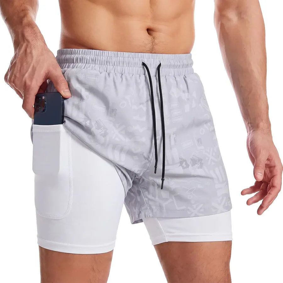 Surenow Pantalones cortos de correr 2 en 1 para hombre — imagen 1