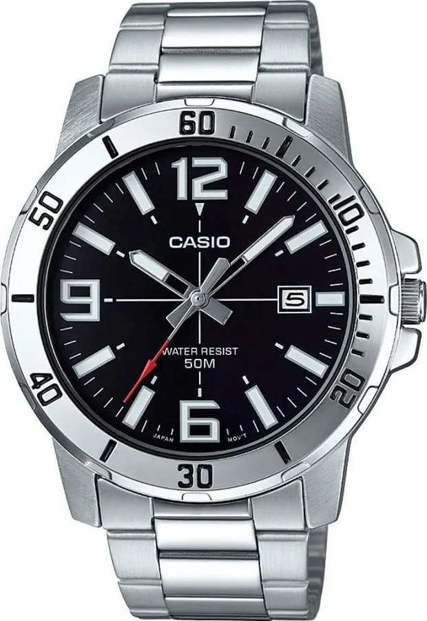 Reloj Casio MTP-VD01D-1BV, movimiento de cuarzo japonés preciso, acero inoxidable plateado, resistencia al agua 50M — imagen 1