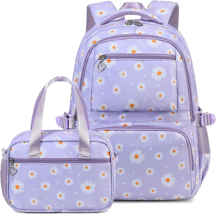 Mochila Ligera Water Resistant con Lunch Box para Niñas - Perfecta para Escuela — imagen 1