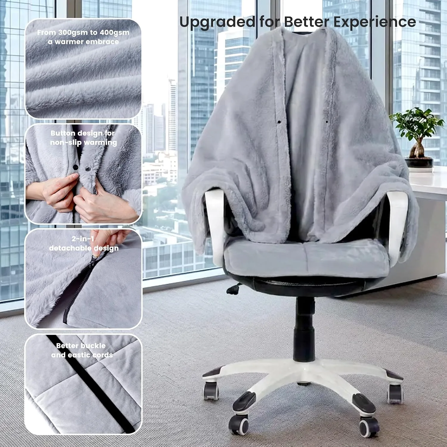 Manta Térmica 2 en 1 para Silla de Oficina Desmontable — imagen 2