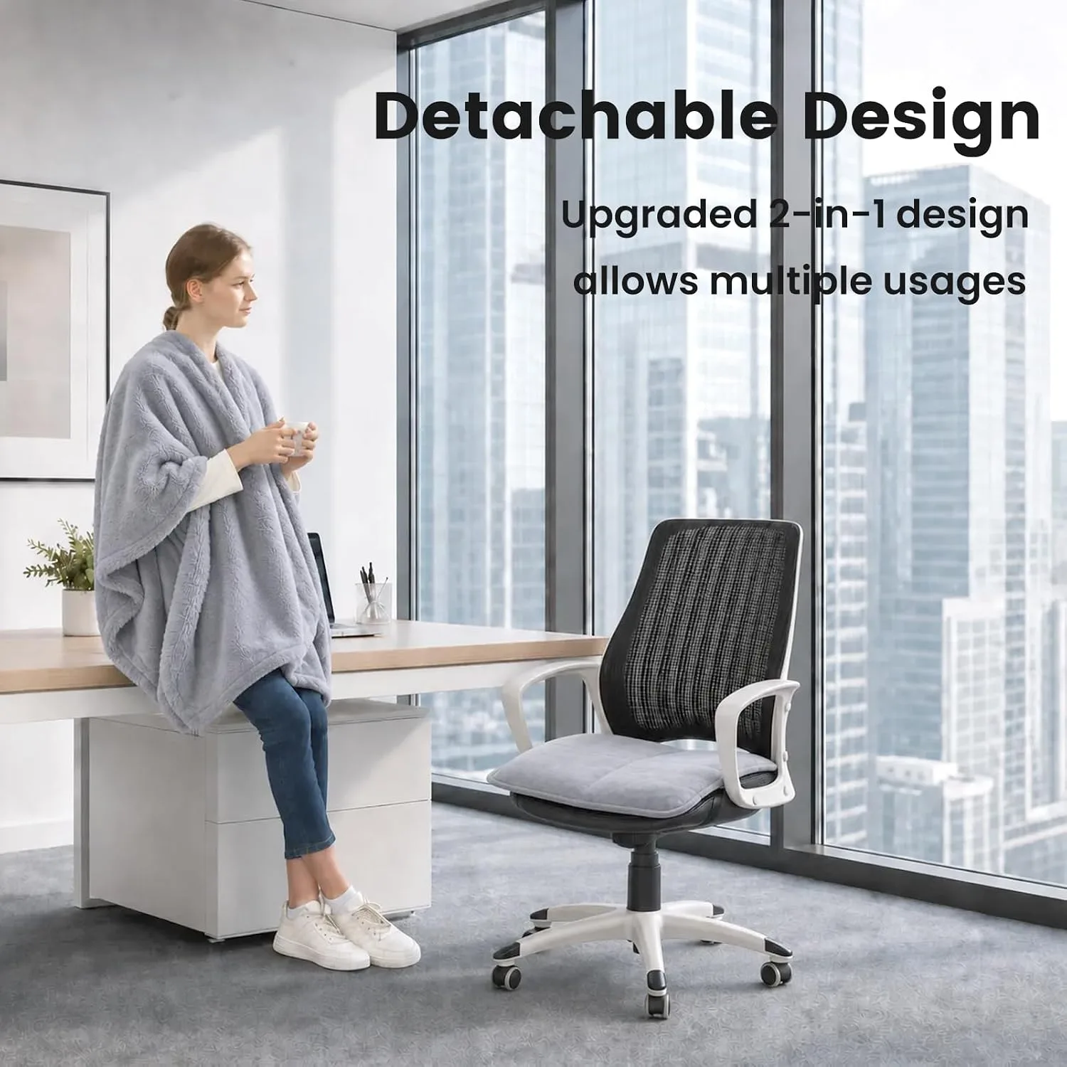 Manta Térmica 2 en 1 para Silla de Oficina Desmontable — imagen 3
