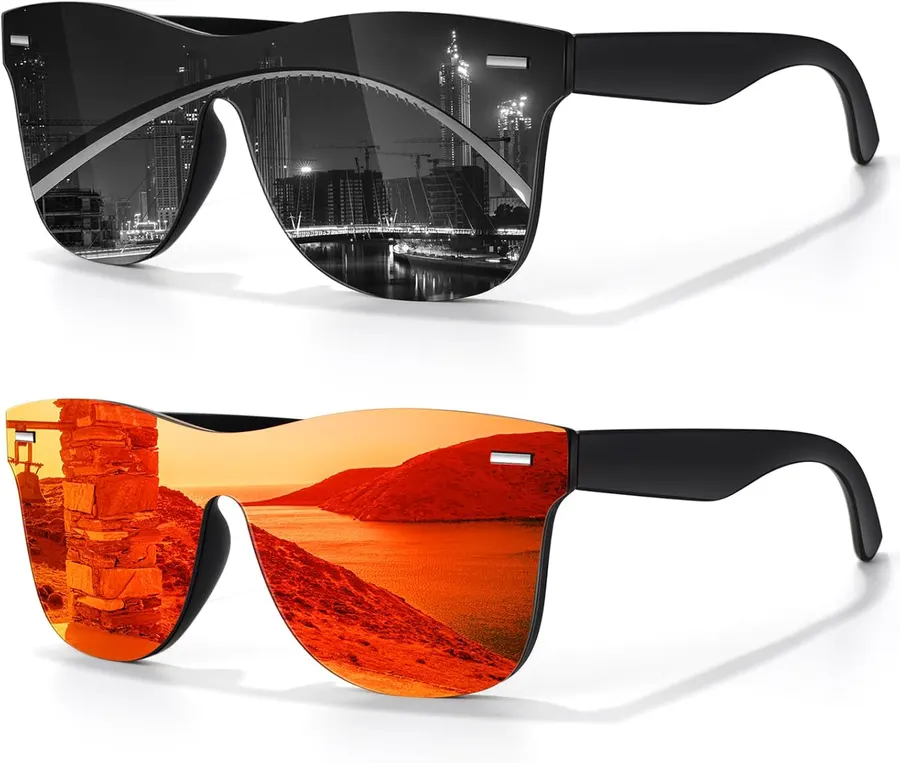 Gafas de Sol Polarizadas UV400 Unisex Sin Marco Efecto Espejo — imagen 1