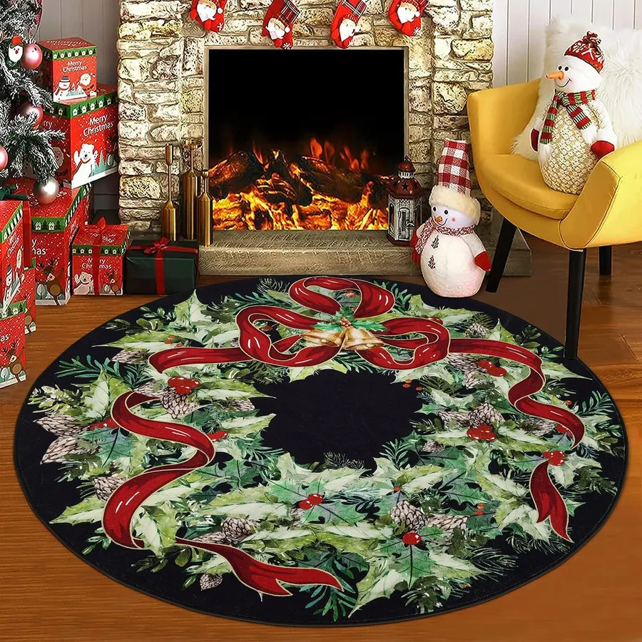 Alfombra de Área Redonda Lavable de Navidad de 4 pies — imagen 1