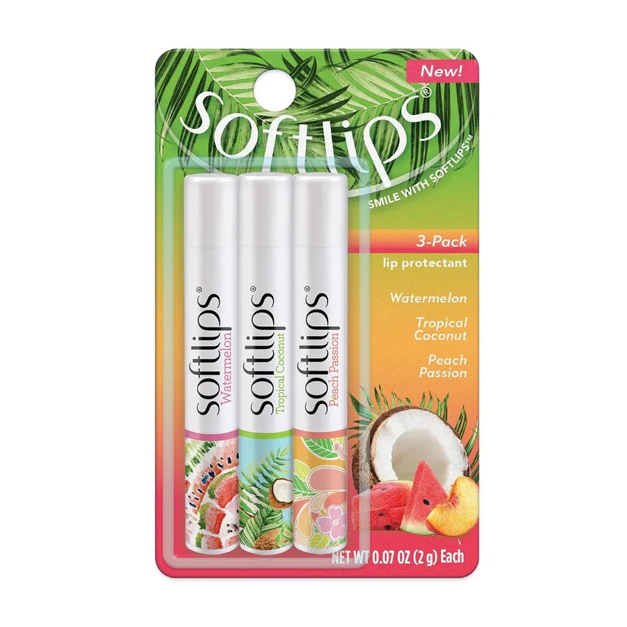 Softlips Bálsamo labial hidratante con sabor tropical, paquete de 3 - ¡Oferta Relámpago! — imagen 1