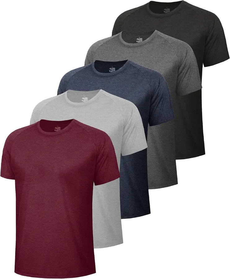 Camisetas Deportivas Hombre Pack x5 Negras Secado Rápido — imagen 1