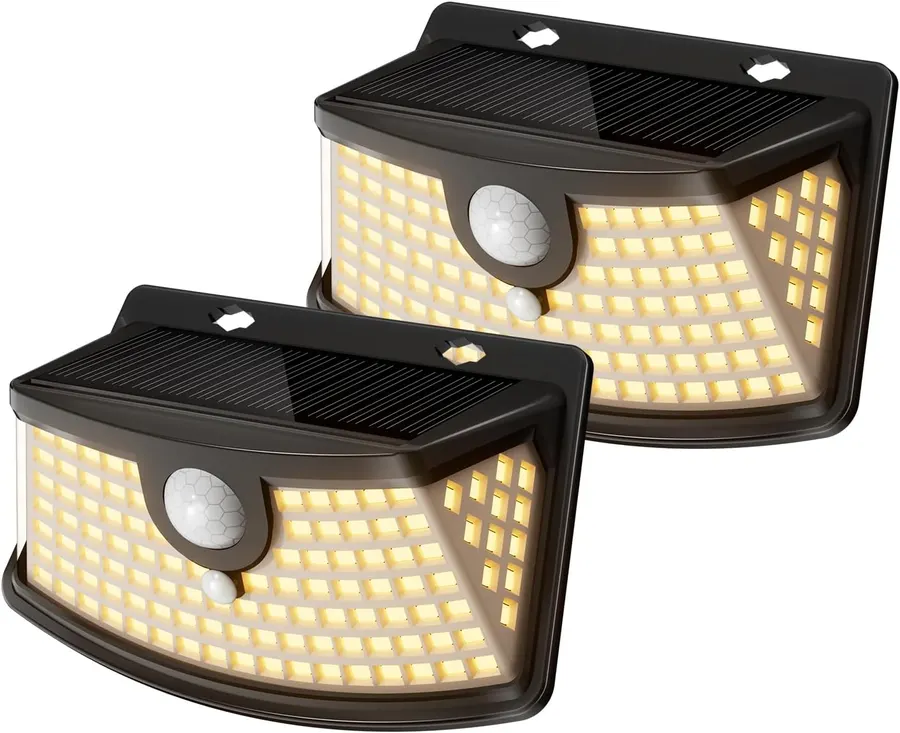 Aootek Luces Solares de Movimiento 120 LEDs, 270° Ángulo, IP65, 2 Pack para Exterior — imagen 1