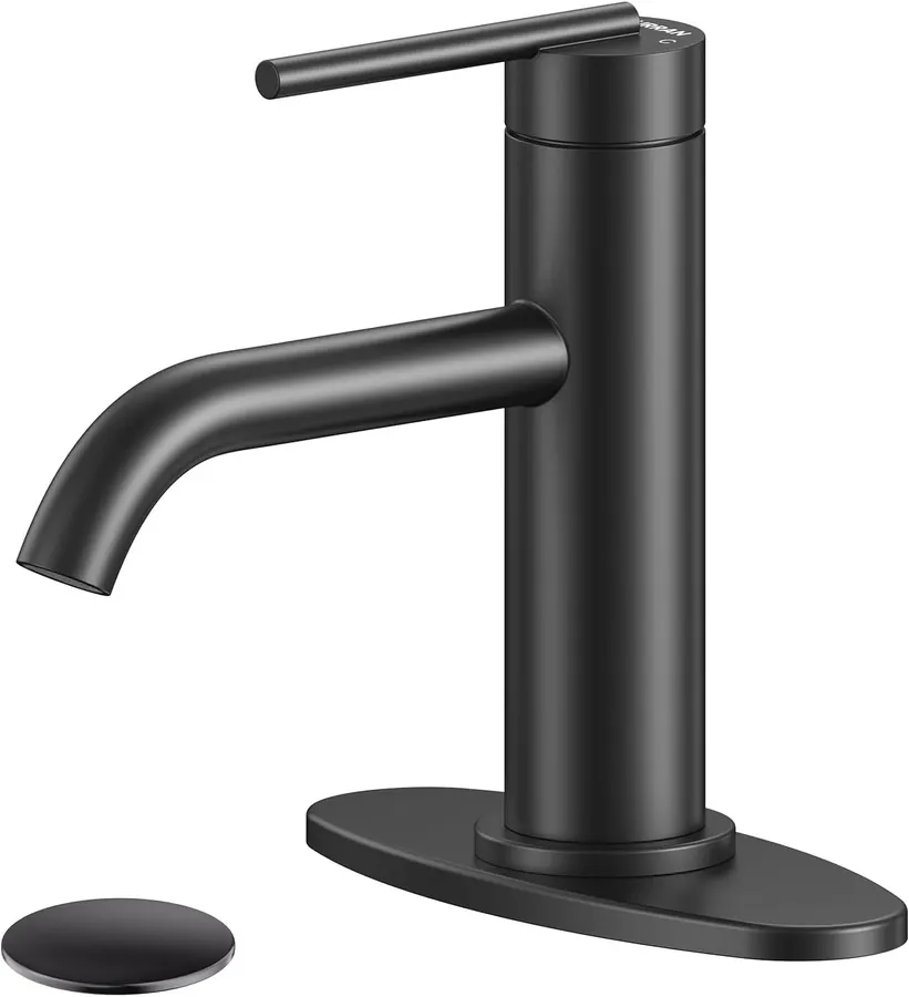 Grifo de baño negro mate para lavabo con una sola manija - ¡CUPÓN! — imagen 1