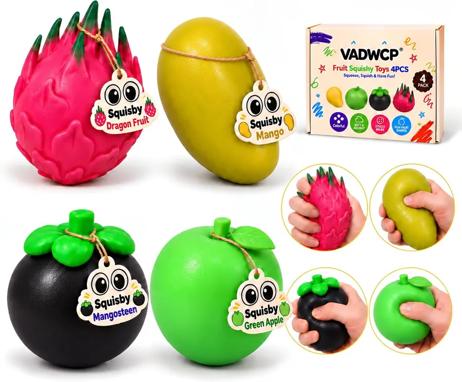 Juguetes Antiestrés Sensoriales de Frutas Pack x4 con Sonido ASMR — imagen 1