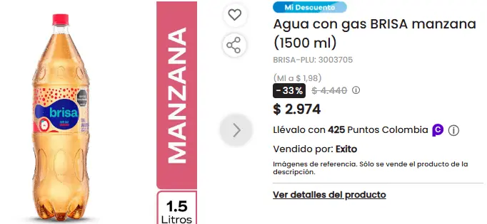 Agua con gas BRISA manzana (1500 ml) — imagen 1
