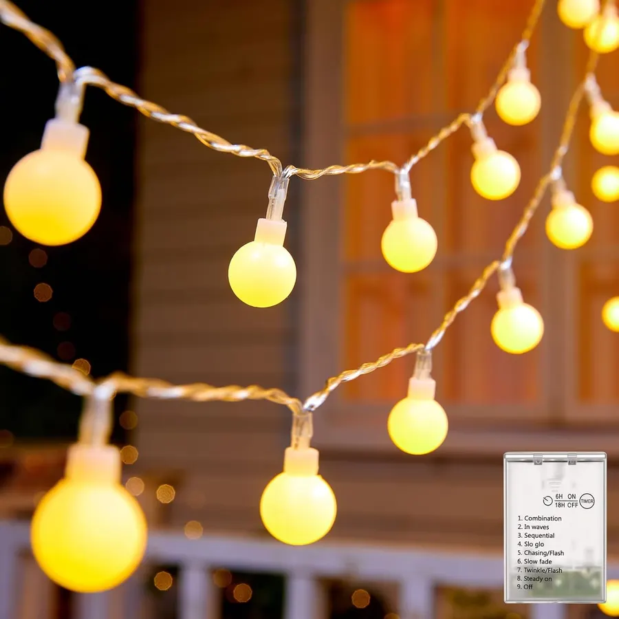 Minetom Guirnalda de luces con pilas, 60 LED parpadeantes, 6.4 m - ¡Oferta Relámpago! — imagen 1