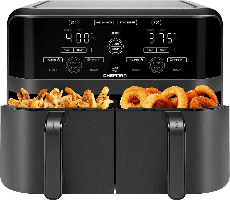 Chefman Freidora de Aire Doble Canasta 5,7 L Digital Smart Sync — imagen 1
