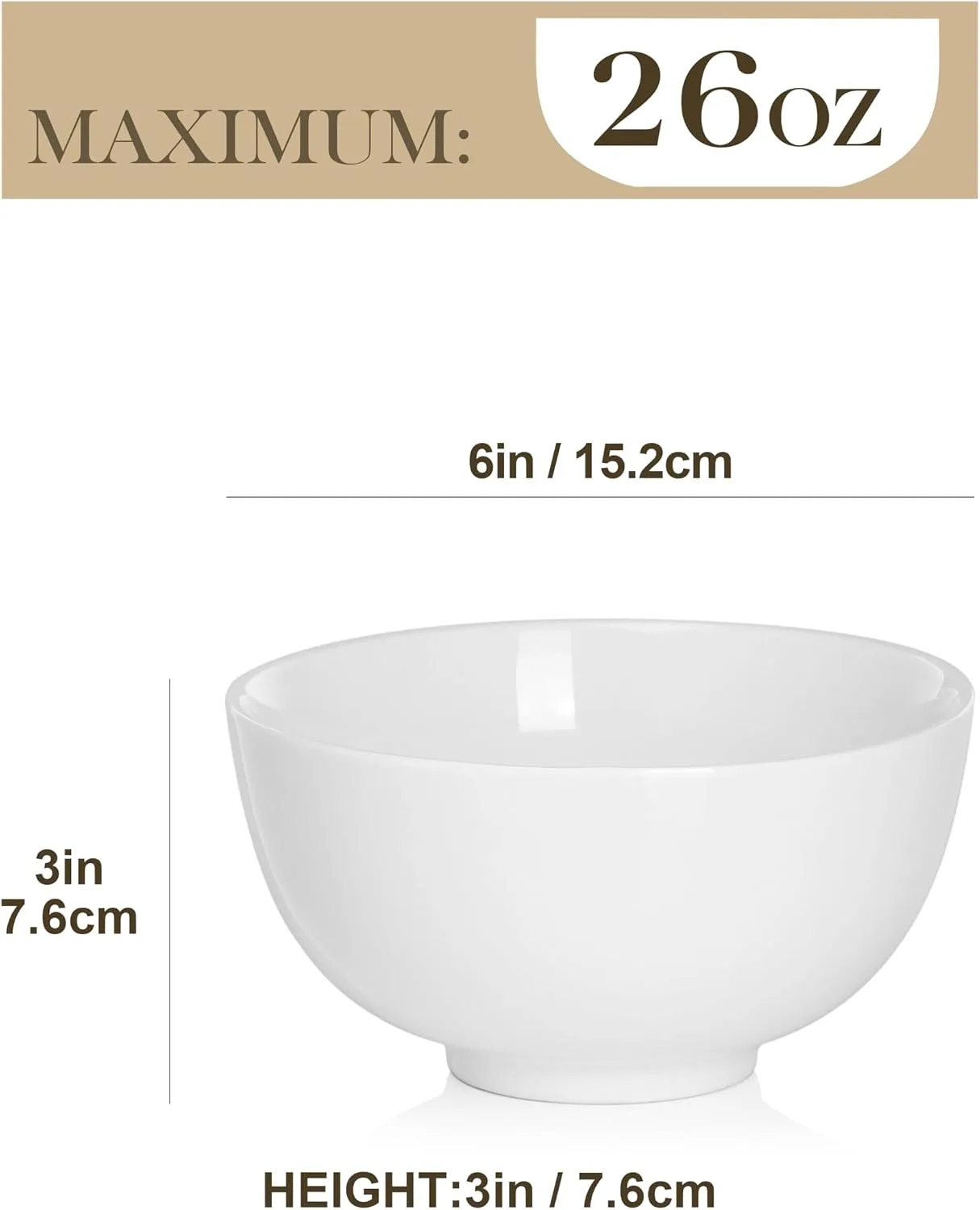 Set 6 Tazones de Porcelana 770 ml para Sopa y Cereal — imagen 2