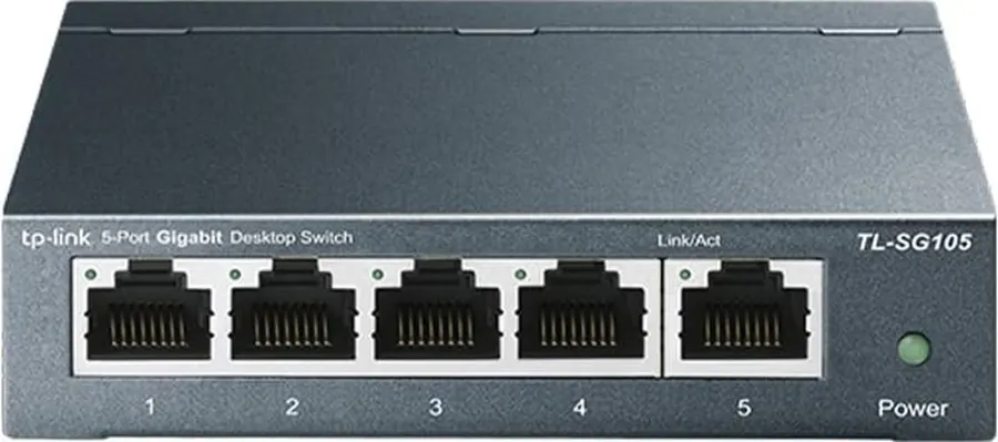 Distribuidor Ethernet Gigabit TP-Link TL-SG105, 5 puertos con diseño metálico silencioso azul marino — imagen 1