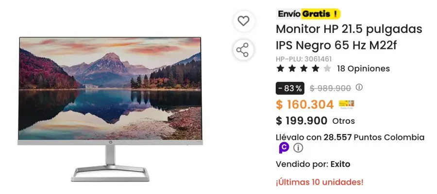 Monitor IPS 22" HP M22f — imagen 1