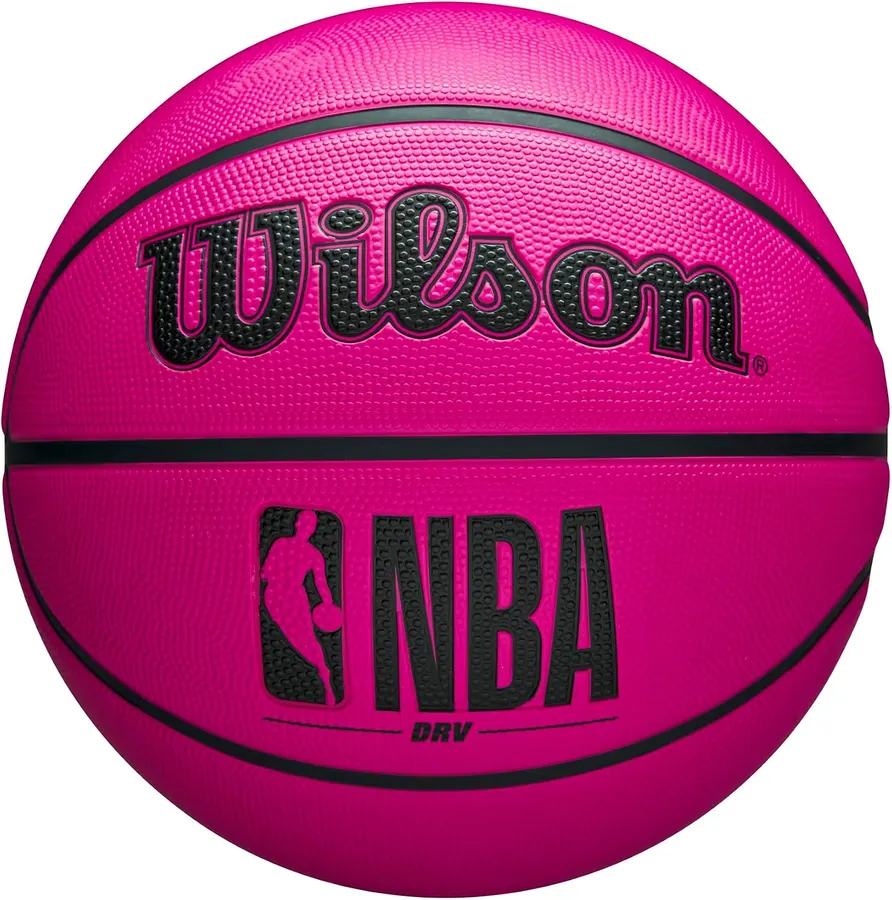 Balón de baloncesto NBA DRV exterior, cubierta mejorada agarre, retención aire, costuras profesionales, incluye bomba, Wilson, rosa — imagen 1