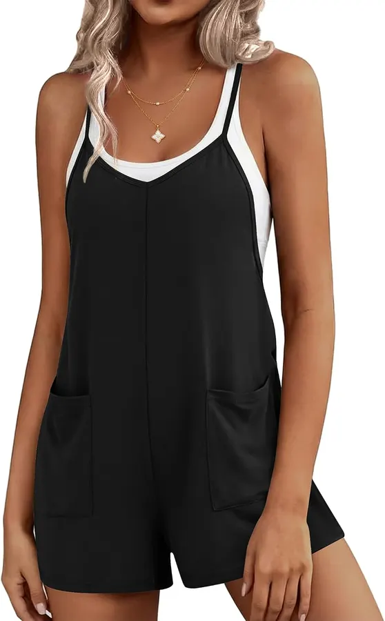 Ekouaer Enterizo corto de verano para mujer, estilo casual bohemio - ¡CUPÓN! — imagen 1