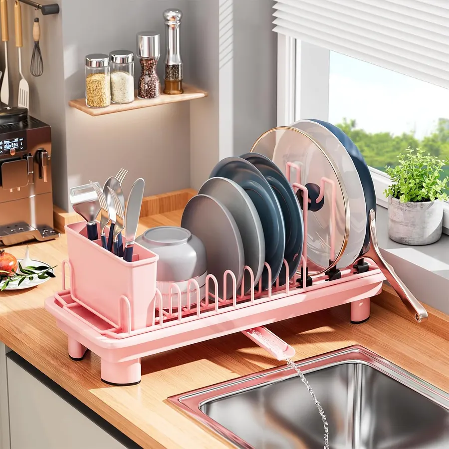 Escurridor de platos compacto de acero inoxidable con bandeja - ¡CUPÓN! — imagen 1