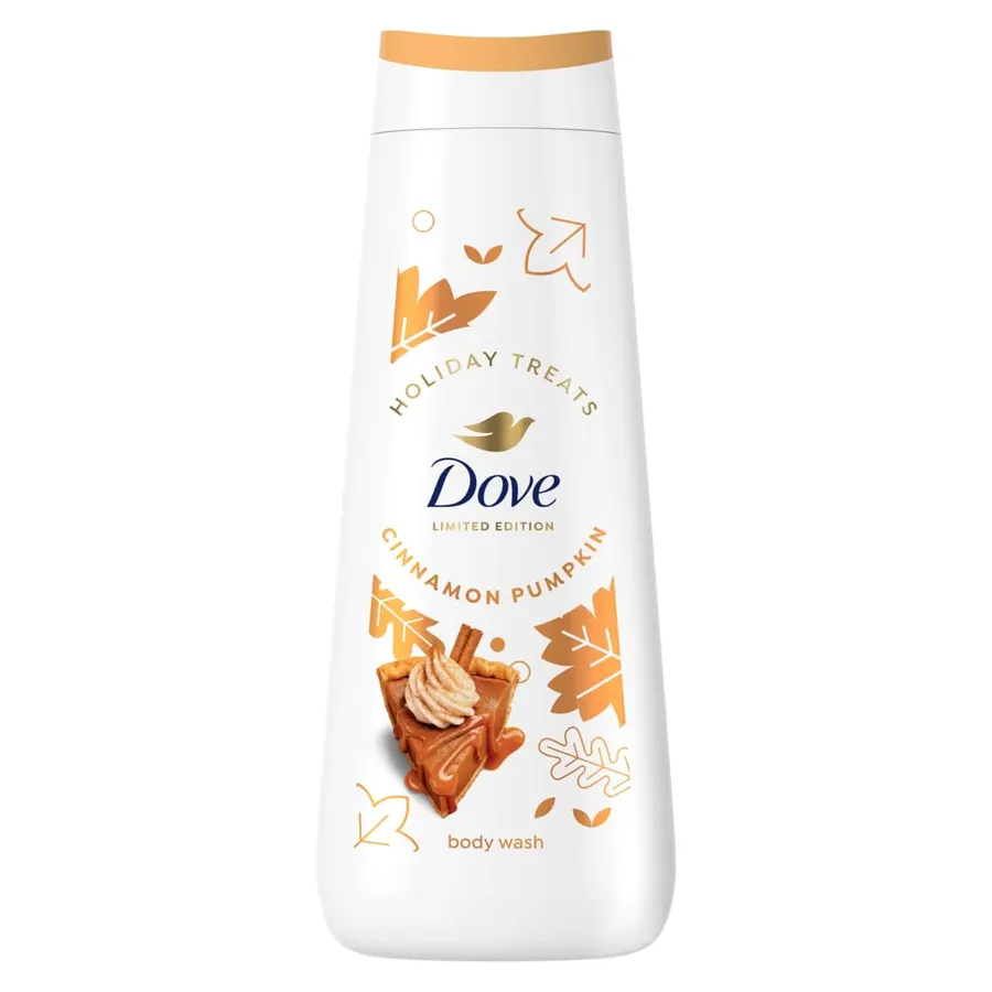 Gel de baño Dove edición limitada navideña, canela pay de calabaza, 20 oz, naranja — imagen 1
