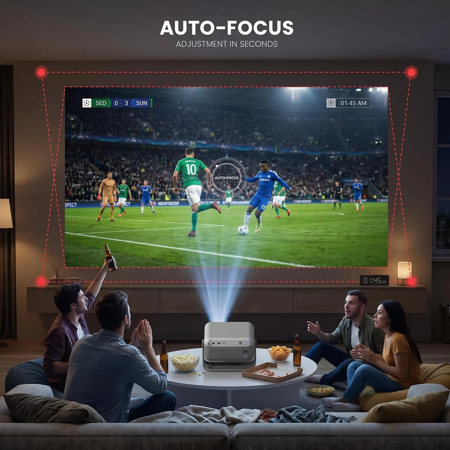 Proyector Smart 4K 1080P WiFi 6 600 ANSI Autoenfoque — imagen 4