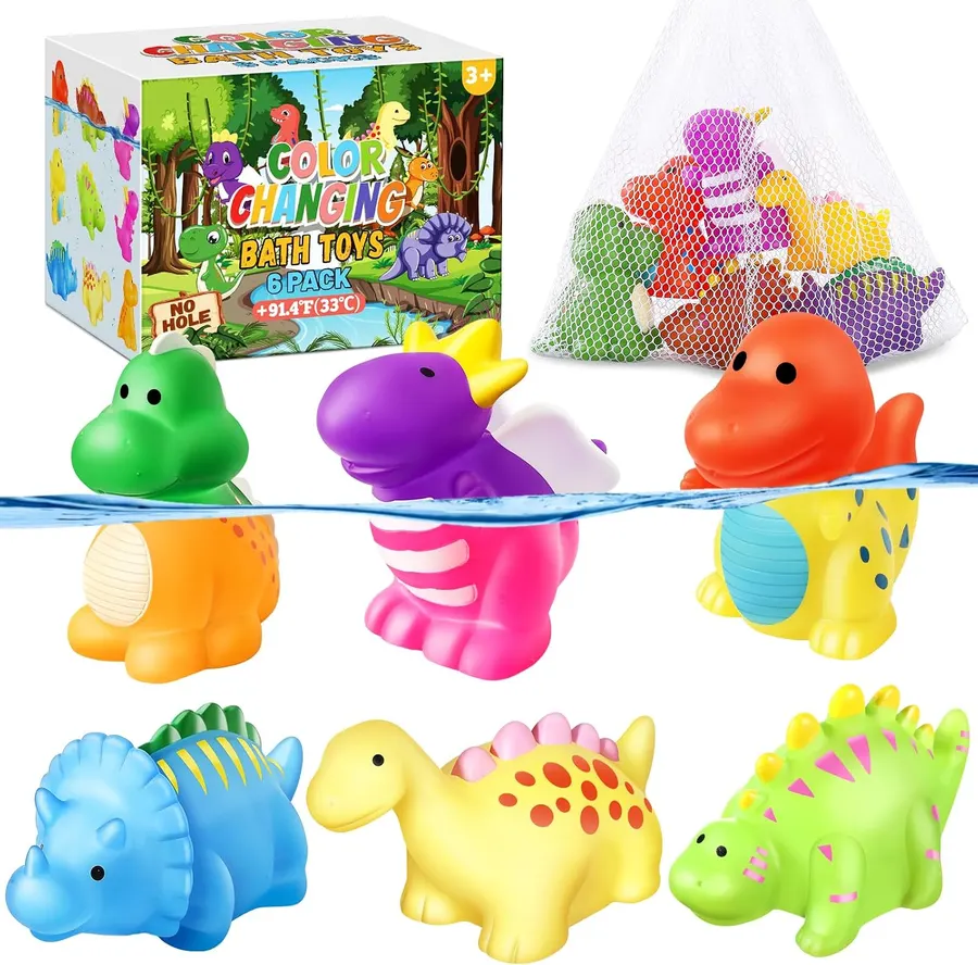 Juguetes de baño dinosaurio que cambian de color, ideales para Halloween - ¡Diversión sin agujeros! — imagen 1