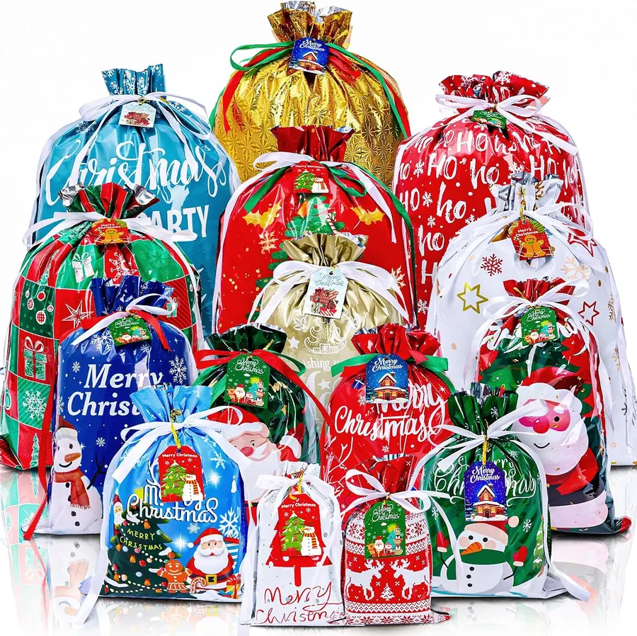 Bolsas de regalo de Navidad con cordón, 30 bolsas de regalo — imagen 1