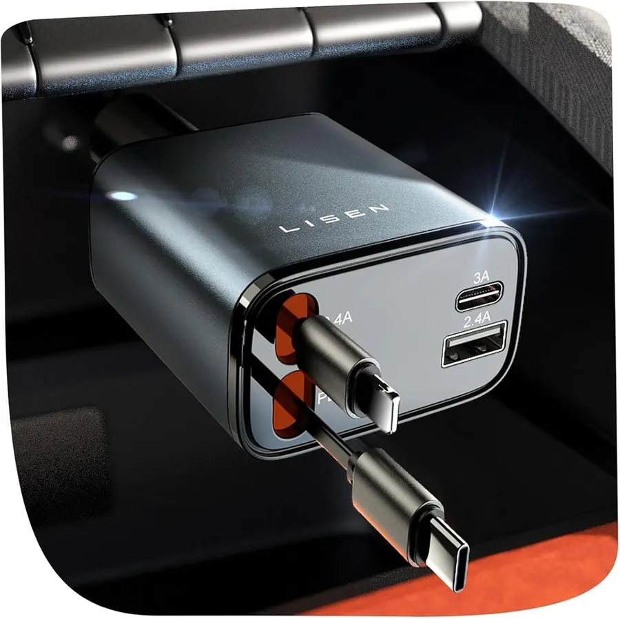 LISEN Cargador retráctil para carro de 84 W - ¡CUPÓN! — imagen 1