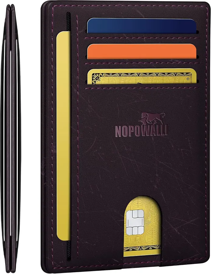 Billetera Slim de Cuero NOPOWALI: Protección RFID y Diseño Minimalista — imagen 1