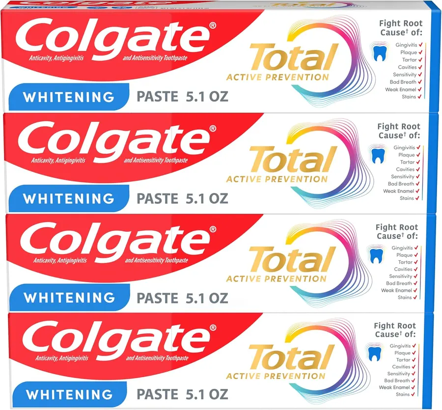Colgate Total Whitening Crema Dental Blanqueadora 4 Tubos de 145 g — imagen 1