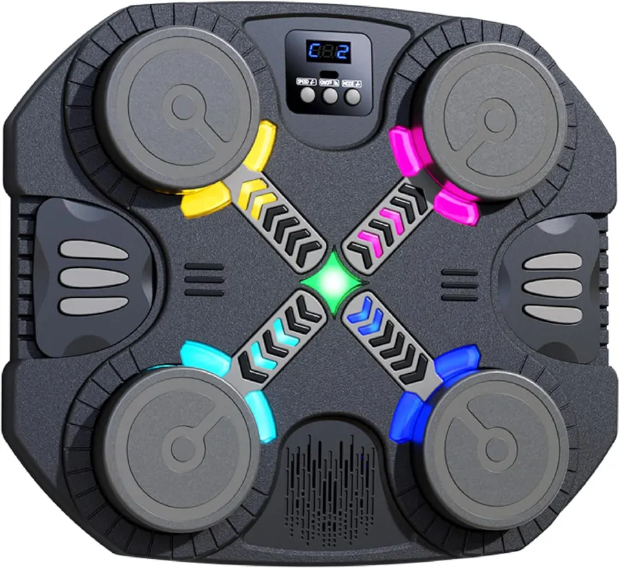 Máquina de boxeo interactiva con música Bluetooth, 5 modos, luces sincronizadas, guantes y almohadillas, Lechonix negro — imagen 1