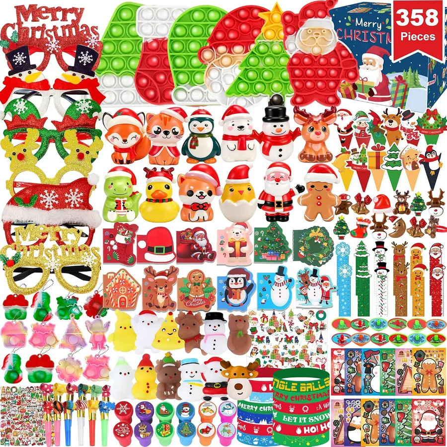 358 piezas de artículos para fiestas navideñas: decoraciones, bolsas de regalos, piñatas — imagen 1