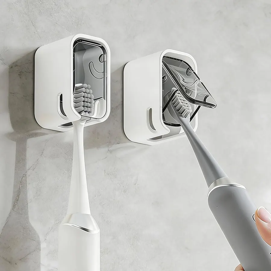 Set 2 Portacepillos de Pared con Tapa y Adhesivo — imagen 1