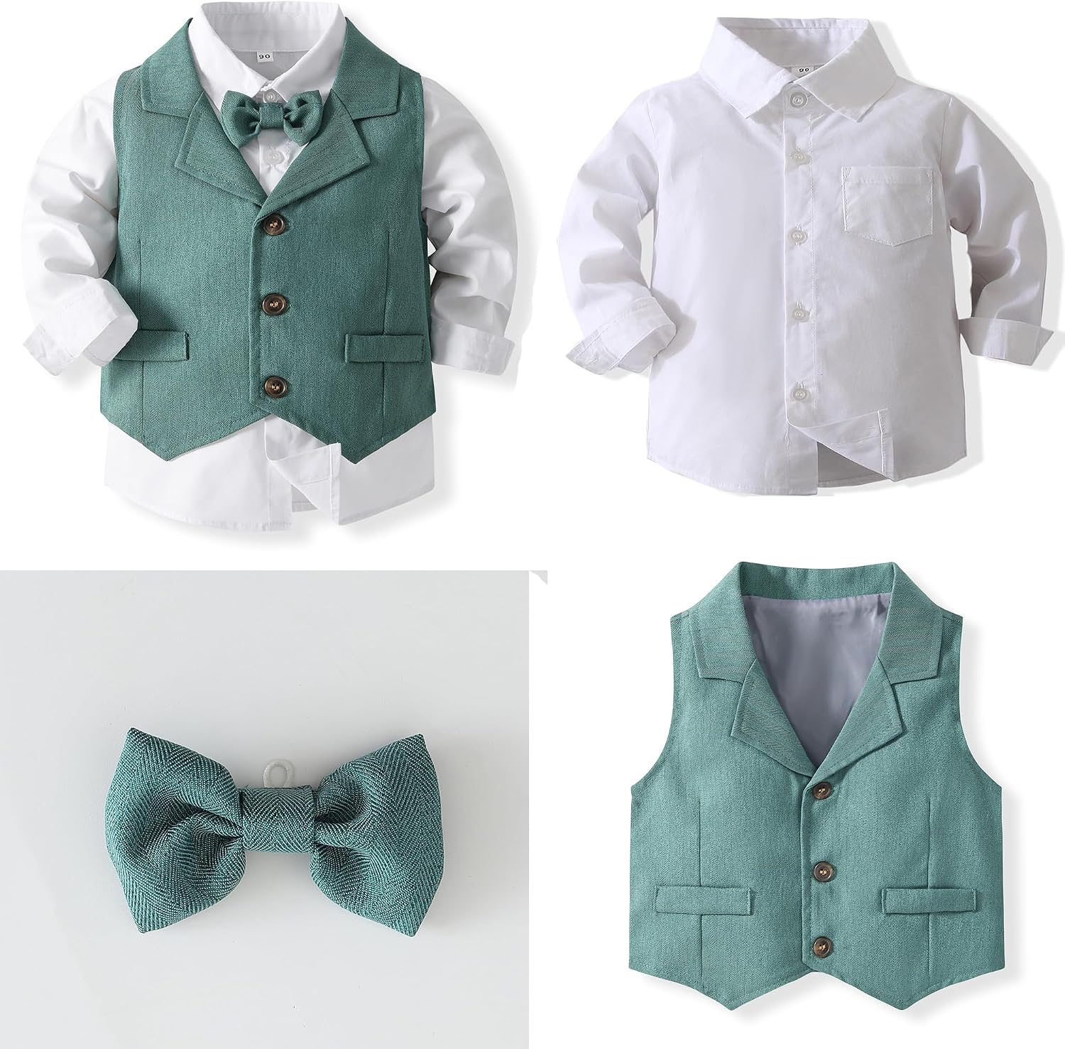 Traje Formal Bebé 3 Piezas con Chaleco y Corbatín — imagen 3